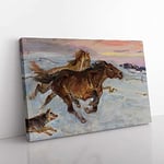 Big Box Art Escape of The Horses by Wojciech Kossak Canvas Wall Art Print Ready to Hang Picture, 76 x 50 cm (30 x 20 Inch), Grey, Brown, Brown