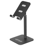 Cell Phone Stand Height Angle Adjustable Urmust Phone Stand for Desk Phone Holder for Office Compatible with iPhone 12 11 Pro Max X Xr 8 Plus 7 6 (Black)