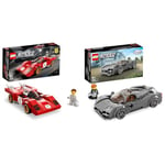 LEGO 76906 Speed Champions 1970 Ferrari 512 M Sports Red Race Car Toy,Collectible Model Building Set with Racing Driver Minifigure & 76915 Speed Champions Pagani Utopia Race Car Toy Model Building Kit