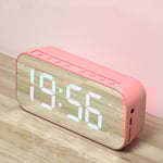 Bluetooth-högtalarväckarklocka Digital klocka med Bluetooth-högtalare Spegel Digital display Väckarklocka för sovrumskontor Rosa