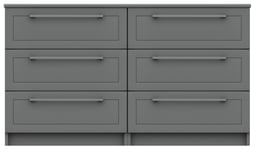 One Call Furniture Hatfield 3+3 Drawer Chest - Dark Grey Gloss