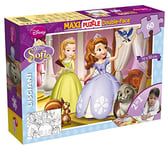 Lisciani, Maxi Puzzle pour enfants à partir de 4 ans, 60 pièces, 2 en 1 Double Face Recto / Verso avec le dos à colorier - Disney Sofia 46560