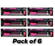 6 PACK | CHARCOAL TOOTHPASTE FREE TOOTHBRUSH | DEEP CLEANSING | 100ML TUBE