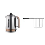 Dualit Classic Kettle | Polished Stainless Steel with Copper Trim | Quiet boiling kettle | 90 Second Boil Time | 1.7 Litre Capacity, 3 KW | 72820 & Sandwich Cage for Classic Dualit Toasters 499