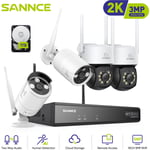 SANNCE 3MP Kit de Surveillance Sans Fil NVR IR Vision Nocturne Audio Bidirectionnelle Détection Mouvement Wifi Sécurité Caméra Système - 1TB