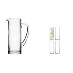 LSA International Basis Jug 1.5 Litre Clear| 1 Unit | Mouthblown and Handmade Glass | BS03 & Borough Highball 420 ml Clear | Set of 4 | Dishwasher Safe | BG04