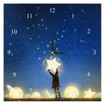 BestIdeas Wall Clocks Boy Moon Star In Starry Night Battery Operated Number Clock for Bedroom Living Kitchen Office Home Decor Silent & Non-Ticking