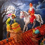 5D DIY Diamond Painting by Number Kits with Full Drill Diamond Painting for Adults Santa Riding a Horse on The roof Rhinestone Embroidery Pictures Arts Craft Gift for Home Wall Decor-30x30cm A1124