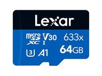 Lexar High Performance Blue Series - Flash-Minneskort - 64 Gb - A1 / Video Class V30 / Uhs-I U3 / Class10 - 633X - Mikrosdxc Uhs-I