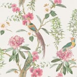 Arthouse Exotic Garden Pink Green Wallpaper Floral Birds Leaves Feature Wall