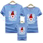 Jul-T-shirt 3-pack Familjematchande T-shirt i bomull Mamma-dotter Pappa-son Topp T-shirt Julgåva blue Mom 3XL