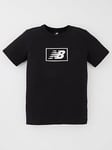 Boys, New Balance Essentials Logo Short Sleeves T-Shirt - Black, Black, Size Xs