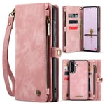CaseMe Samsung Galaxy A56 Rymligt plånboksfodral med många kortfack, Rosa