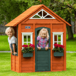 Wooden Cubby House Classic Outdoor Playhouse For Kids Pretend Play Garden Toy UK