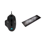 Corsair Nightsword 8-Button Gaming Mouse, USB Black & Corsair Extended Gaming Mouse Mat, Black