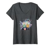 Womens Girl Who Loves Boba Bubble Tea Cafe Drink V-Neck T-Shirt