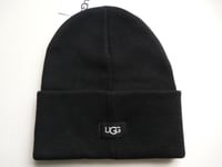 UGG Australia Black Deep Cuff 6% Wool Logo Knit BEANIE Hat CUFF Toque UNISEX