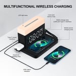Wireless Charging Station Fast Wireless Charger Digital Alarm Clock 6 In 1 For