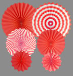 Candy Cane Fan Hanging Christmas Birthday Decorations Red & White Assorted x 6