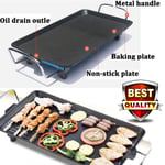THICK LARGE TEPPANYAKI GRILL TABLE ELECTRIC HOT PLATE BBQ GRIDDLE CAMPING 1500W