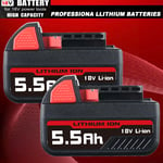 2X For Milwaukee M18B7 Red M18 18V Lithium 5.5Ah Battery 48-11-1860 48-11-1850