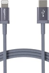 Amazon Basics Câble USB-C vers Lightning en nylon tressé, chargeur certifié MFi pour iPhone 13/12/11/X/XS/XR/8 - gris foncé, 0,9 m