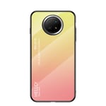 MingMing Multicolor Case for Xiaomi Redmi Note 9T 5G Case Gradient Clear Tempered Glass Cover Case Compatible with Xiaomi Redmi Note 9T 5G (Yellow)