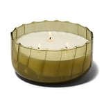 Paddywax Scented Candles Ripple Hand Blown Glass 3-Wick Luxury Artisan Candle, 340g, Green - Secret Garden