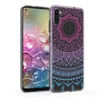 kwmobile Clear Case Compatible with Samsung Galaxy M11 - Phone Case Soft TPU Cover - Indian Sun Blue/Dark Pink/Transparent