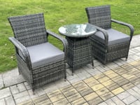 Rattan Garden Furniture Dining Set Table And Chairs WiCker Patio Outdoor 2 Chairs Plus Small Round Table