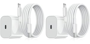 2-Pak - iPhone Oplader Adapter+Kabel 20W USB-C Hurtig