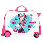 Disney Minnie Good Mood Multicoloured Kids Rolling Suitcase Rigid ABS Combination Lock ,White,34 Litre 2.1 kg 4 Wheels Hand Luggage 50 x 38 x 20 cm