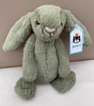 NEW Jellycat Small Fern Bashful Bunny Rabbit Soft Toy Comfort Green BNWT