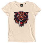 Teetown - T Shirt Femme - Tigre Sabre Divinité - Animal Lion Victor Creed Dent Geometrie Fauve - 100% Coton Bio