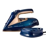 Tower T22008BLG CeraGlide Cord/Cordless Steam Iron, 2400W in Blue and Rose Gold
