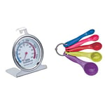 KitchenCraft Stainless Steel Oven Thermometer, 6.5 x 8 cm (2.5" x 3") & Colourworks 5 Piece Measuring Spoon Set