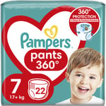 Pampers Pants Size 7 buksebleer til engangsbrug 17+ kg 22 stk.
