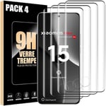 Helhärdat glas för Xiaomi 15 Ultra, paket med 4 svarta repfria stötabsorberande skyddsglas. Transparent