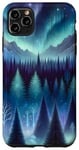 Coque pour iPhone 11 Pro Max Magic Night Forest Mountains Aurore Borealis