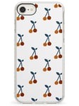Sweet Cherry Pattern - Clear Impact Phone Case for iPhone 7, for iPhone 8 | Protective Dual Layer Bumper TPU Silikon Cover Pattern Printed | Cute Fruit Cherry Illustration Cartoon
