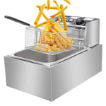 Stainless Steel Single-Cylinder Electric Fryer, ZOKOP EH81 2500W 220-240V 6.3QT / 6L Simple Clean Deep Fryer Fries Electric Fryer (UK Warehouse, Delivery Time 2-6 Days)