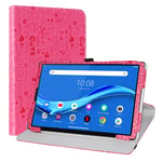 LiuShan Compatible with Lenovo Tab M10 Plus Rotating Case,360 Degree Rotation Stand PU With Cute Pattern Cover for 10.3" Lenovo Tab M10 Plus/Smart Tab M10 Plus tablet(Not fit Smart Tab M10),Rose Red