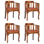 vidaXL spisebordsstole 4 stk. ægte læder og massivt sheeshamtræ
