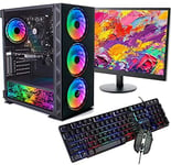 Veno Scorp GAMING PC Bundle Intel Core i7 2600 16GB Ram, 24" Full HD Led Monitor 256GB SSD + 1TB HDD 4GB GRAPHICS CARD Windows 10 Gaming PC USB 3.0 NeonZilla 4 X ARGB Gaming Case