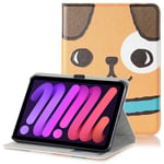 iPad Mini (2021) Kunst Skunn Deksel med Lommebok &amp; Touch Pen Holder - Sødt Hund