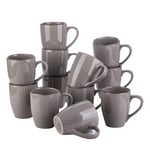 vancasso Navia Jardin Tea Coffee Mug Set of 12, Stoneware Extra Large Coffee Tea Hot Cocoa Coffee Cup Mugs, Modern Ceramic Drinking Cups, Grey, 350ml/12.3 oz