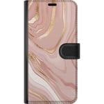 Motorola Edge 40 Pro Svart Plånboksfodral Ljusrosa marmor