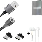 Data charging cable for + headphones Sony Xperia 1 V + USB type C a. Micro-USB a