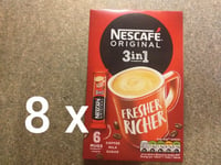 🐄 8x6 Nescafe Original 3 in 1  instant coffee w/ milk 48 Sachets 48 servings