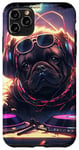 Coque pour iPhone 11 Pro Max anime party carlin dj chien casque platine amateurs de musique edm